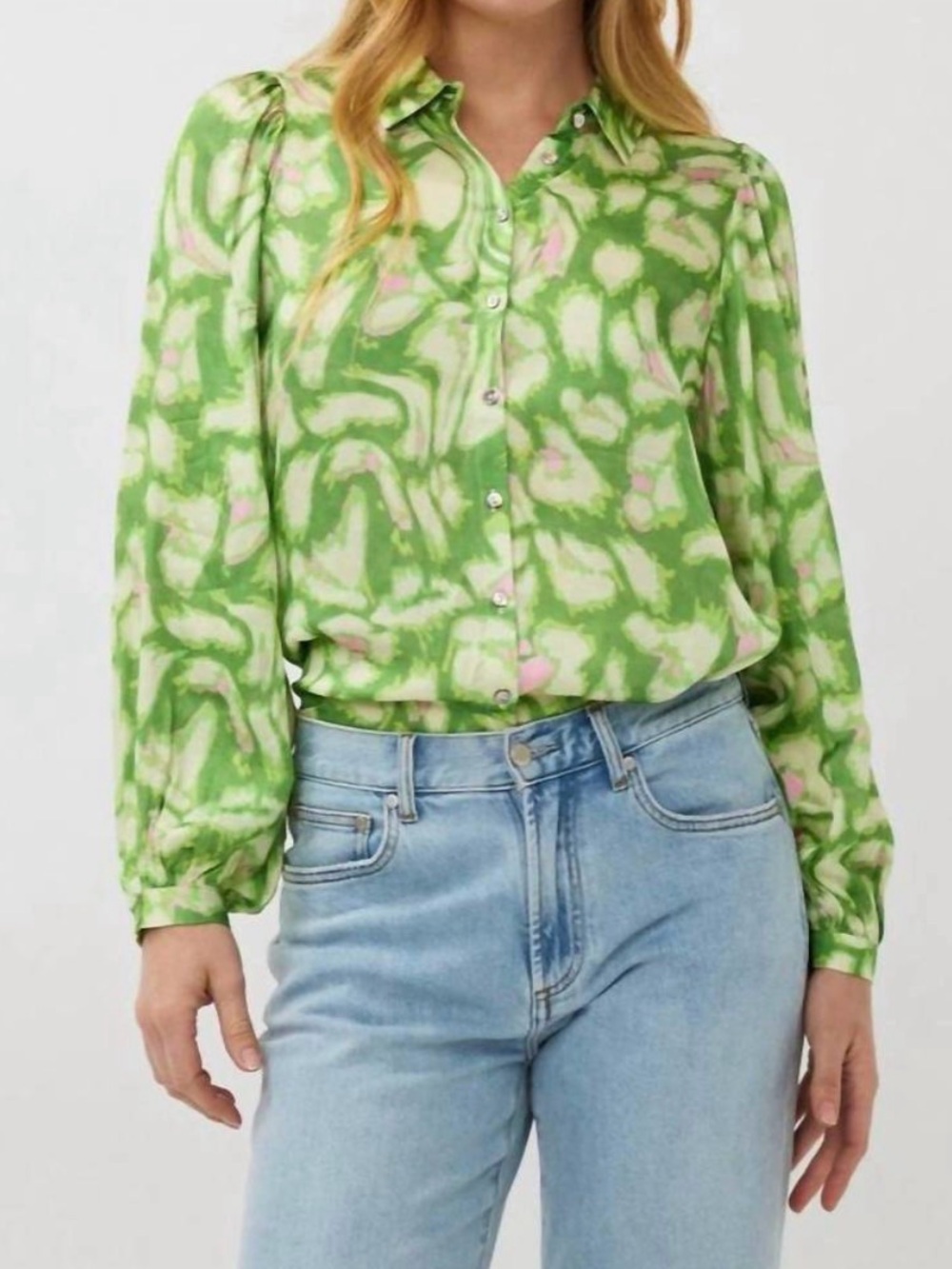 NEW nwt ESQUALO floral treasure blouse in green 12